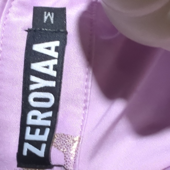 Lavender hipster button down with gold 3D roses size Men's medium - Picture 9 of 11